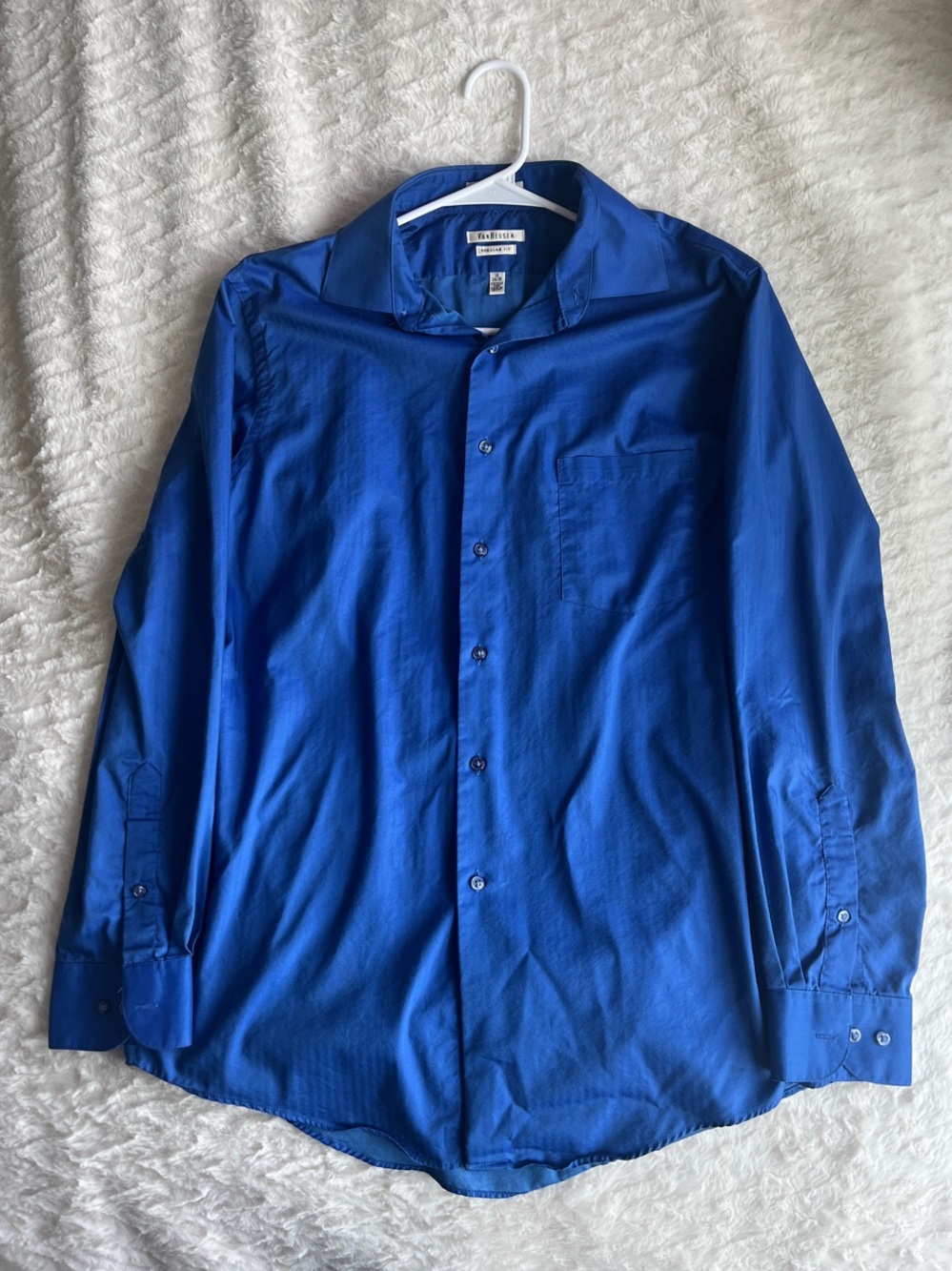 Men's Royal Blue Van Heusen Long-Sleeve Button-Up Dress Shirt